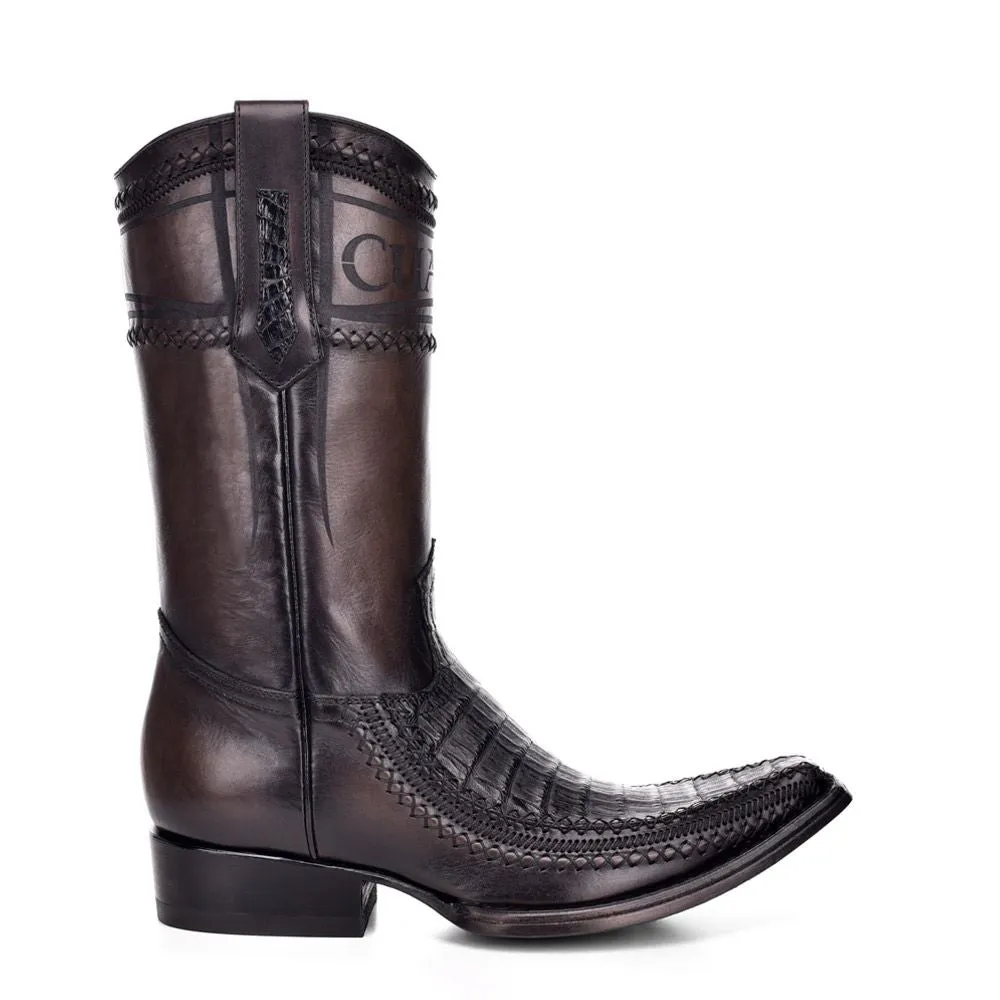 1B1AFC - Cuadra black fashion cowboy exotic caiman leather boots for men