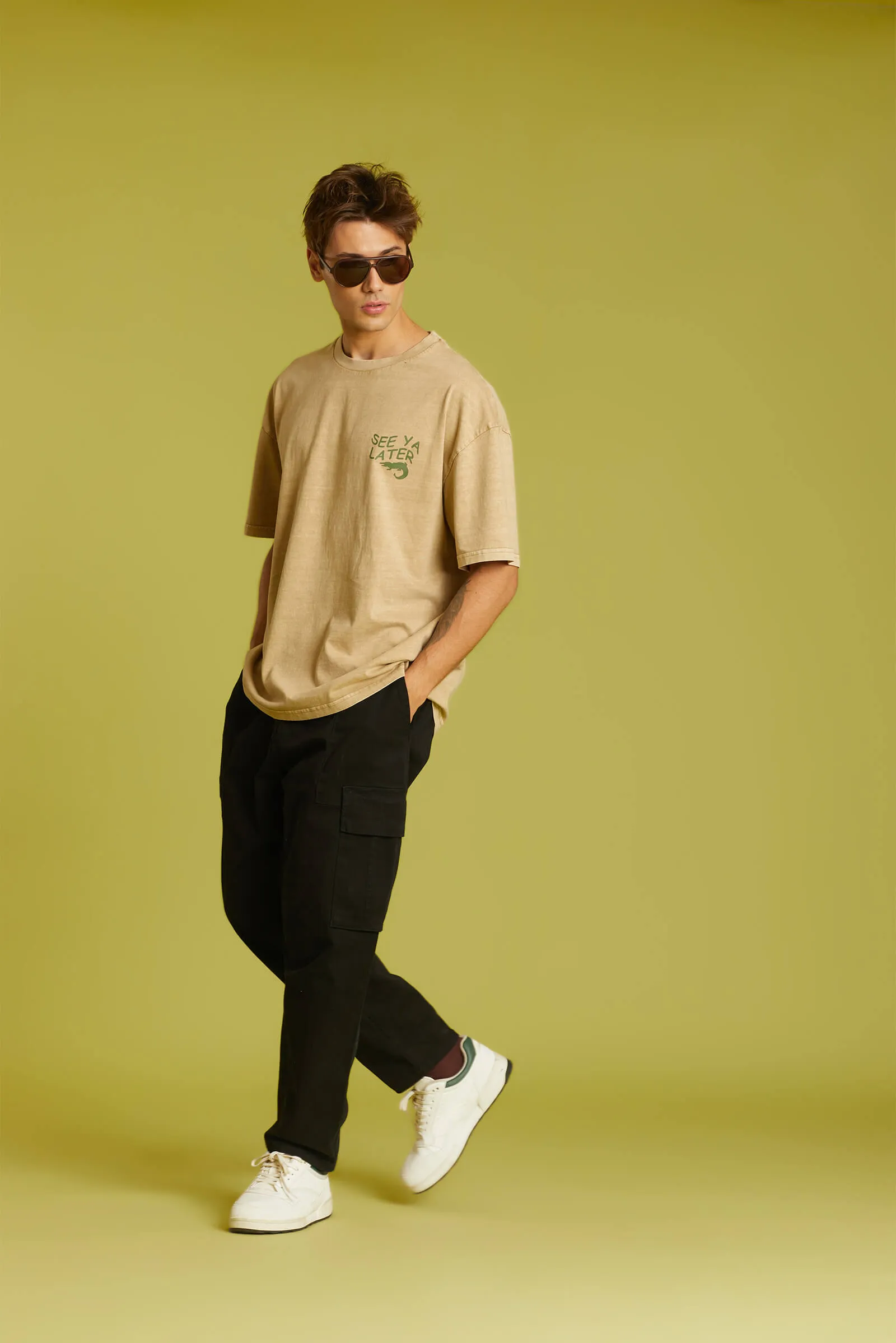 Alligator Faded Effect Oversized T-shirt