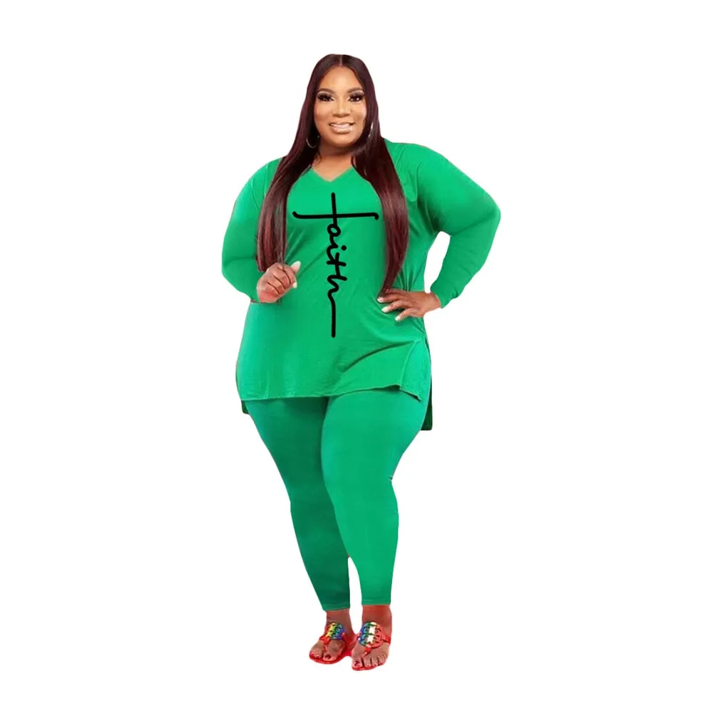 ANSZKTN Women Oversize casual plus size women's fashion long sleeve long pants set sports leisure two-piece set