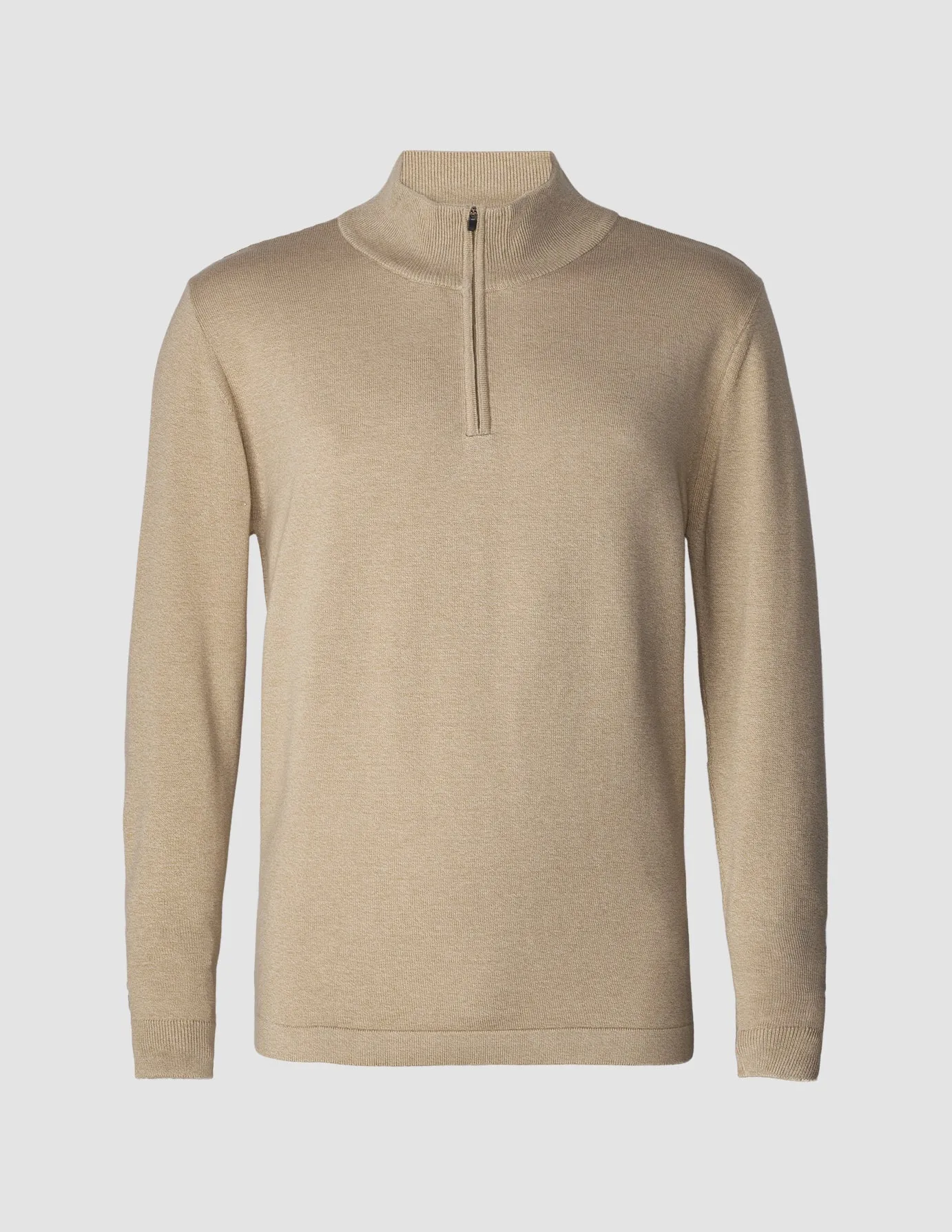 Fine Knit Half Zip Khaki Molinaire