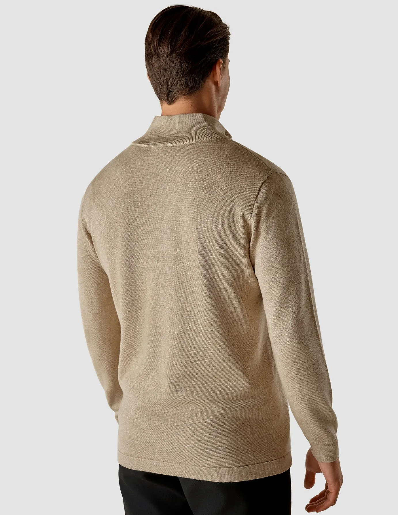 Fine Knit Half Zip Khaki Molinaire