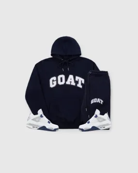 Navy GOAT Arch Logo Chenille Sweatsuit with Midnight Hue