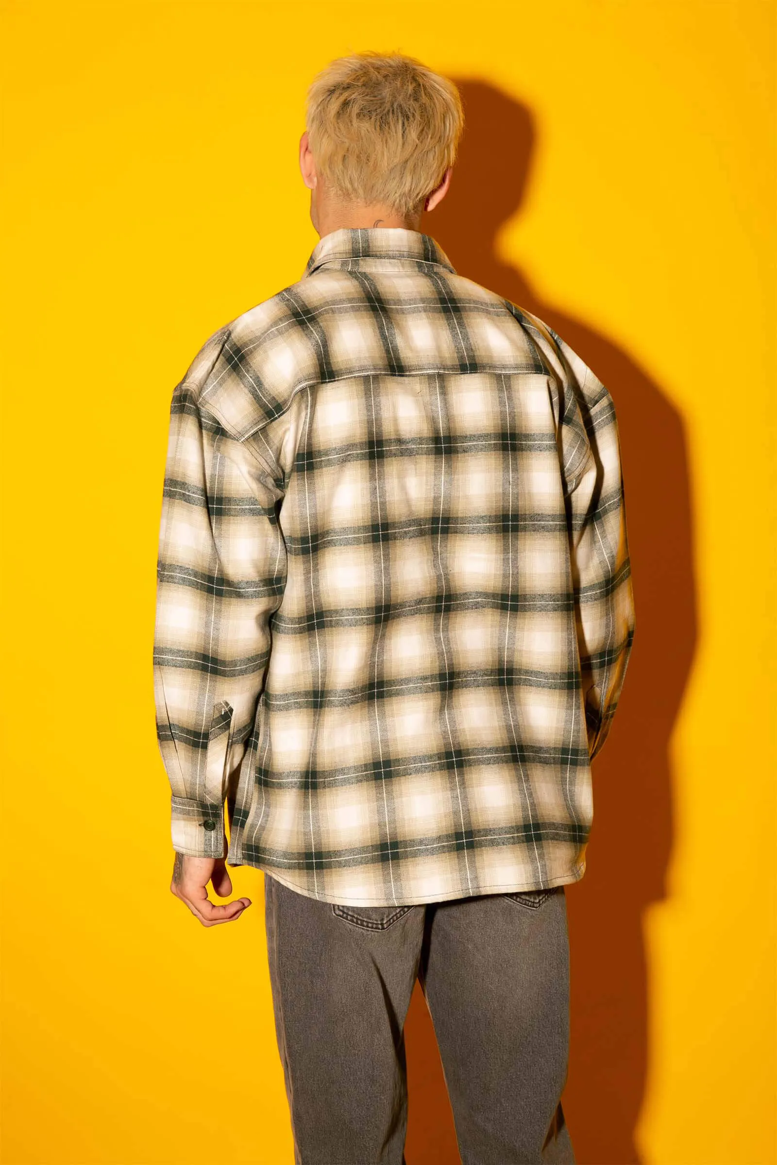 Green Plaid Flannel Oversized Shirt