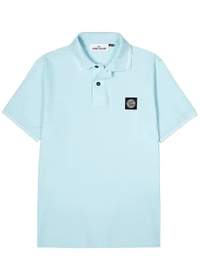 Light blue piqué cotton polo shirt