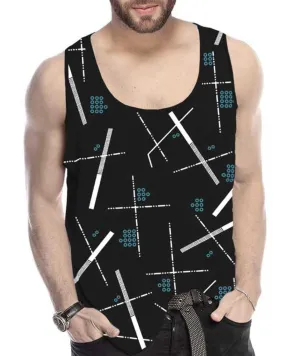 Men Black Abstract Design Printed Vest