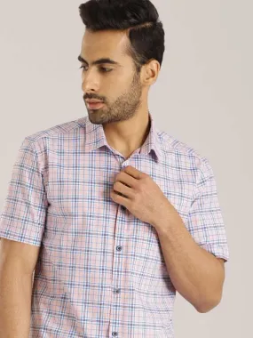 Men Checked Half Sleeve Cotton Shirt