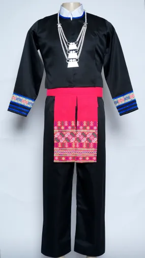 Blue Trim Mens Hmong Txaij Set