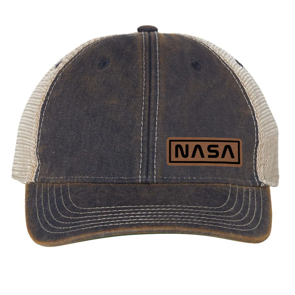 NASA Letter Leatherette Patch 6 Panel Unstructured Low Profile Mesh Back Old Favorite Trucker Caps - For Men and Women