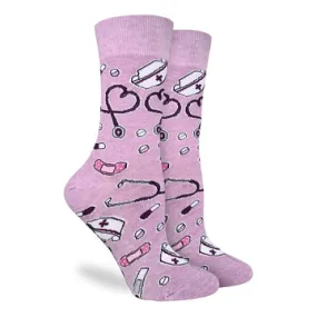 "Nursing" Cotton Crew Socks by  Good Luck Sock- Medium